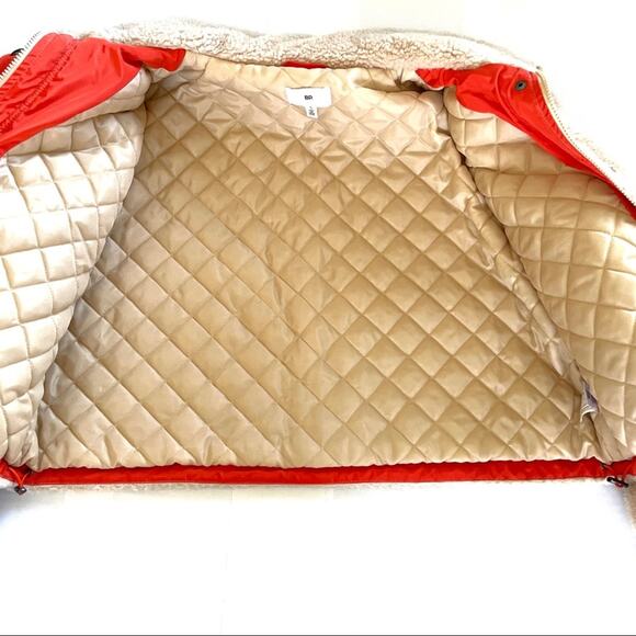 BP Nordstrom Sherpa Jacket Beige with Orange Accents Size Small - Picture 10 of 16